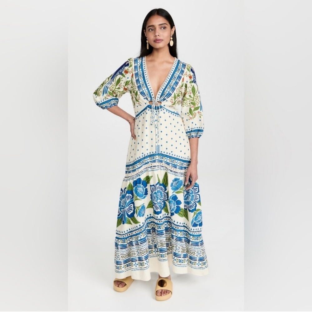 Farm Rio Off White Macaw Flight Maxi Dress X